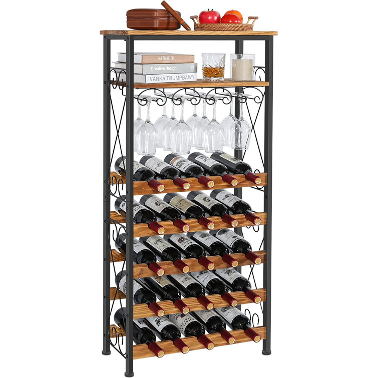 Williston Reppert 25 Bottle Floor Wine Bottle & Glass Rack in